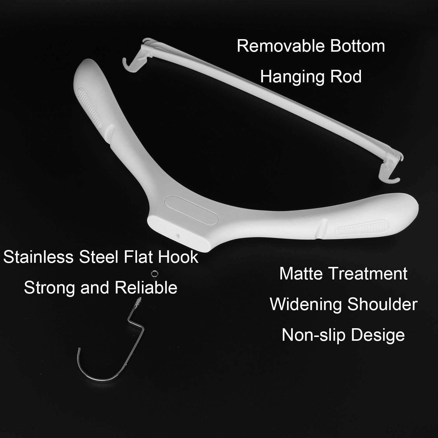 Plastic Extra Wide Suit Hangers, Pack Of 15, Width: 17.7'',Notched Shoulders & Swivel Hooks, White