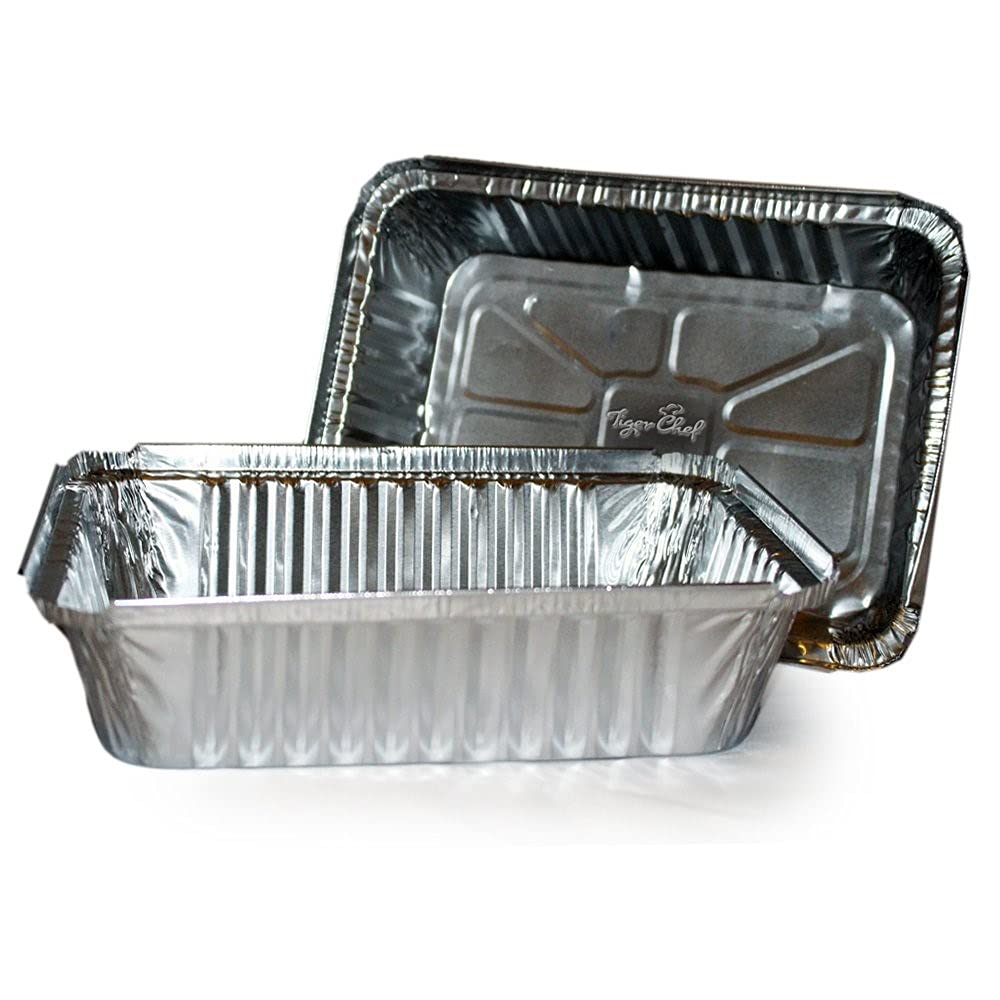 Tiger Chef Durable Aluminum Oblong Foil Pan Containers, 2-1/4 Pound Capacity, 8.44 x 5.89 x 1.8 Size (Pack of 100)