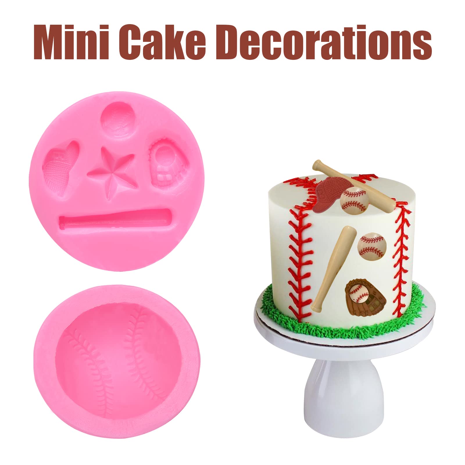 Softball Fondant Chocolate Silicone Molds, Baseball Bat Glove Hat Cake Mold For Cupcake Toppers Cake Decorations Polymer Clay Sp