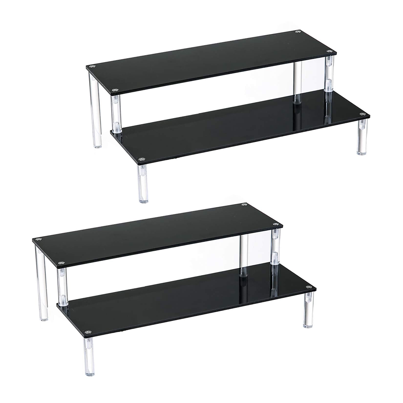 BYCY 2 Pack 2-Tier Black Acrylic Display Stand Display Shelf for Dessert Jewels Figurines, Cupcake Stand - 2 Pack ( 12 * 6.9 * 4