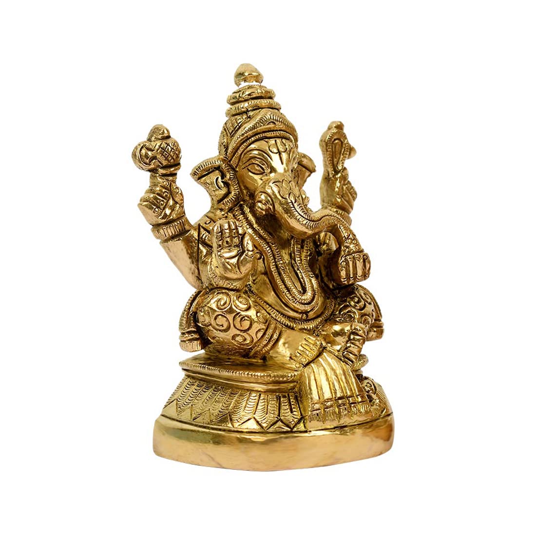 Dealfry Original Brass Sitting Ganesh Idol, Lord Ganesha Gods Murti Metal Statue For Home Office Success Entrance Dcor Diwali Po