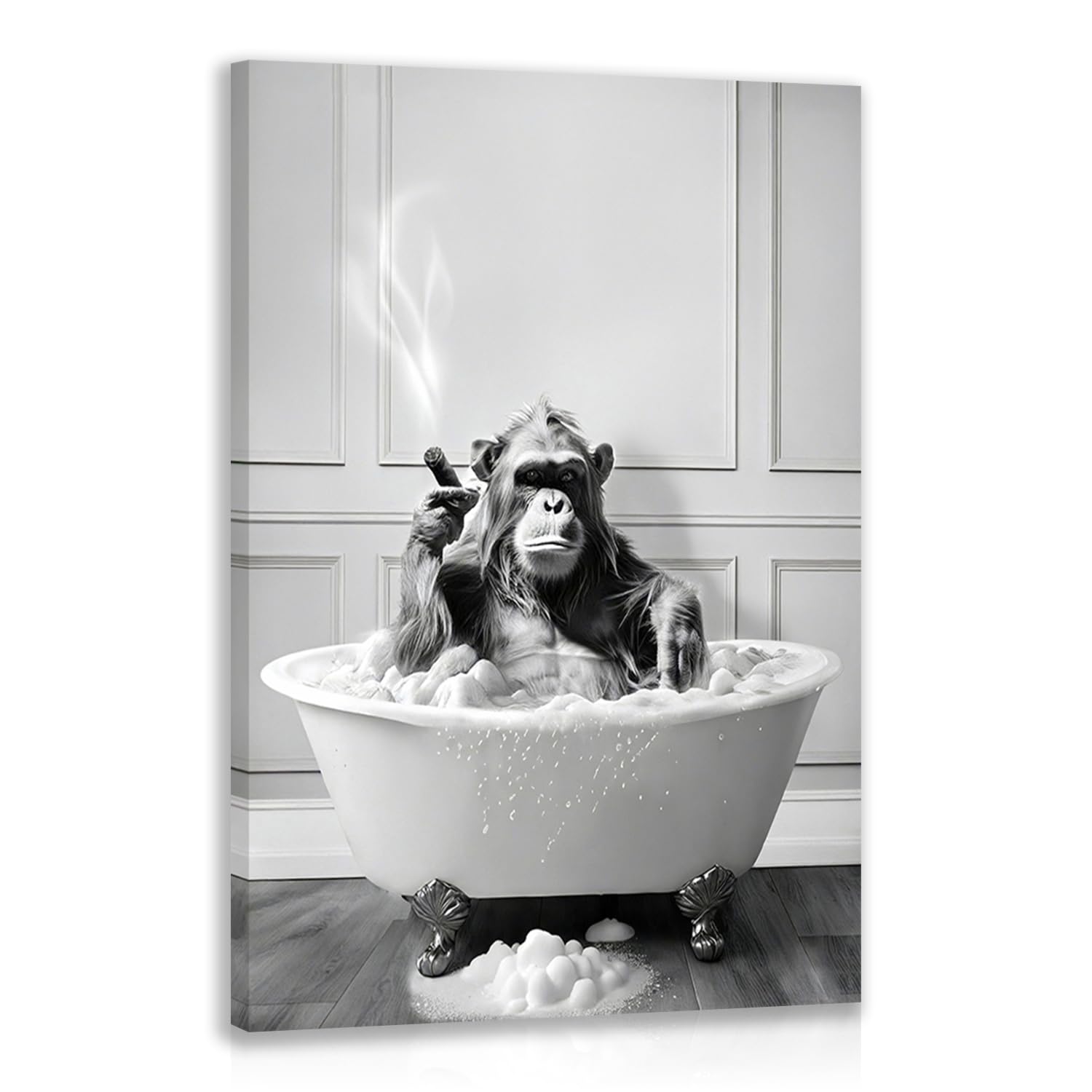 Iafwzx Bathroom Gorilla Wall Art,Wrapped Canvas 12X16