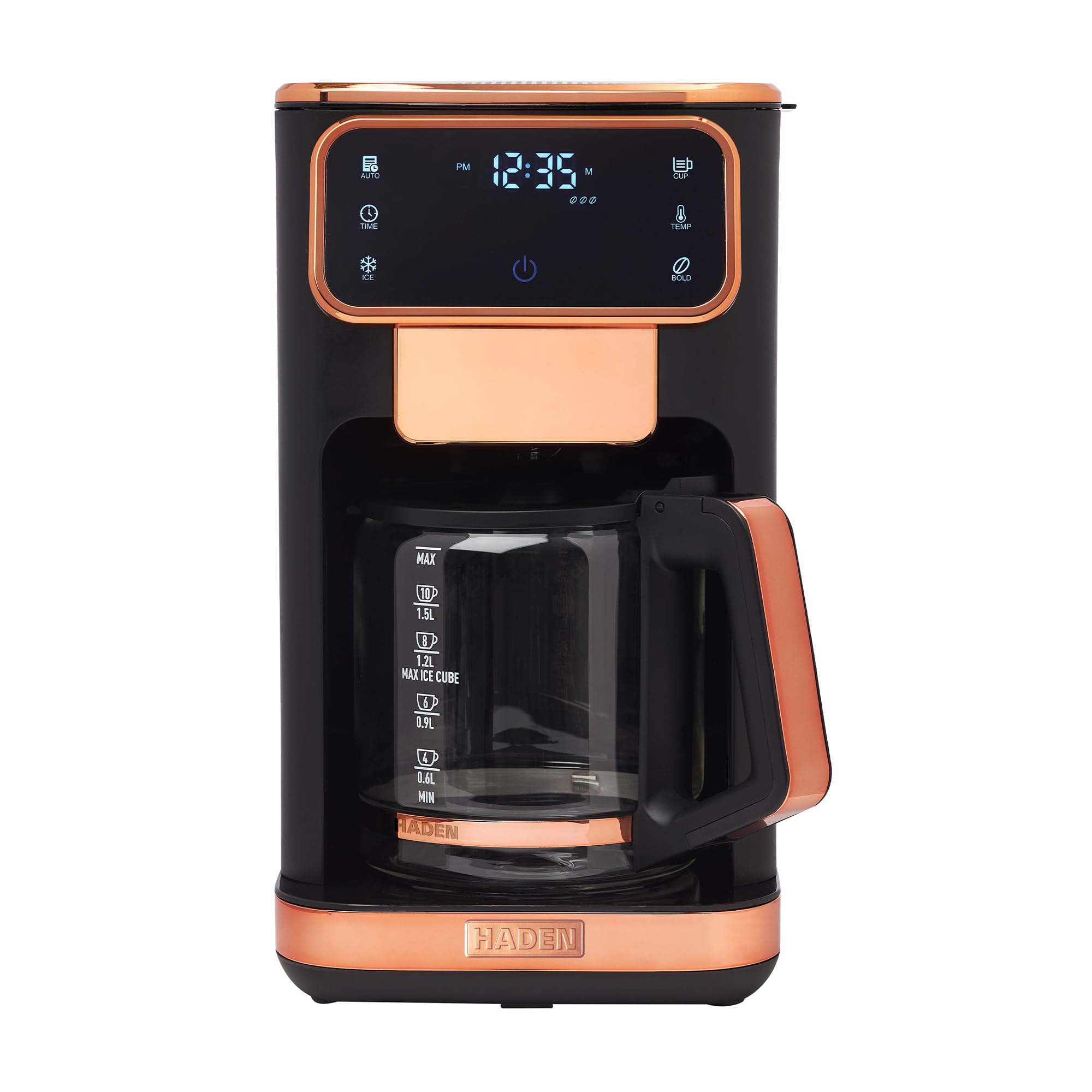 Haden Dual Brew 12 Cup Hot and Iced Coffee Maker with 120 Minute Keep Warm, Delay Brew, Adjustable Strength, Programmable Clock,