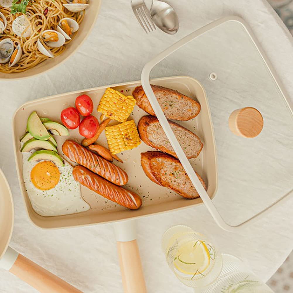 Neoflam Fika Nonstick Brunch Pan With Glass Lid, Tamagoyaki Japanese Omelette Skillet, All Day Frying Pan, Induction, Made In Ko