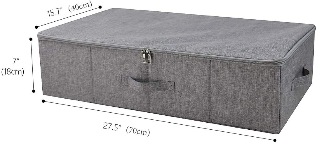 iwill CREATE PRO Folding Washable Rigid Underbed Storage Boxes with Zip Lid for Garment, Clothing, Blankets for Bedroom, College