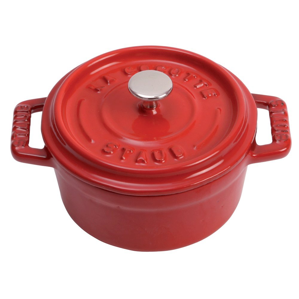 Staub Cast Iron 0.25-Qt Mini Round Cocotte - Cherry, Made In France