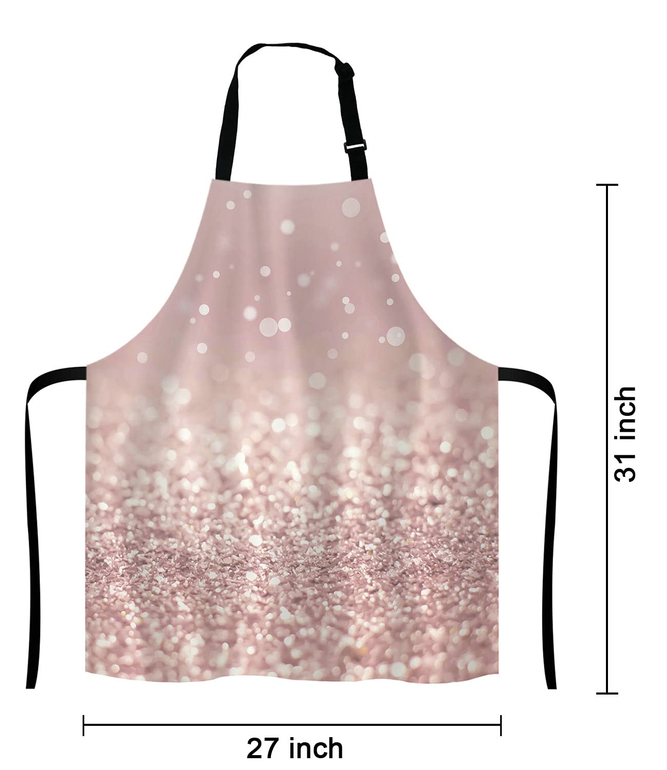Lefolen Rose Gold Rainbow Glitter Bib Apron With Adjustable Neck For Men Women,Suitable For Home Kitchen Cooking Waitress Chef G