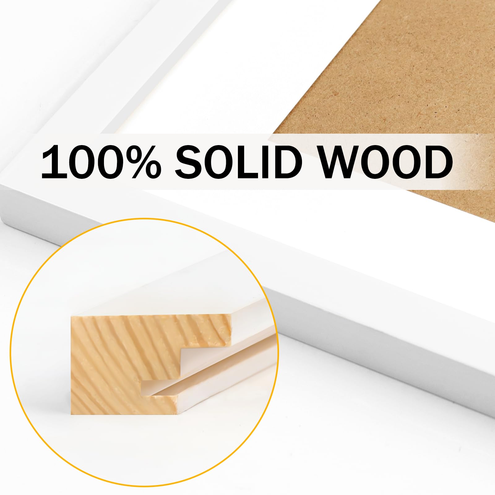 5x7 White Picture Frames Natural Solid Wood 4 Pack for Wall Mounting and Tabletop Display