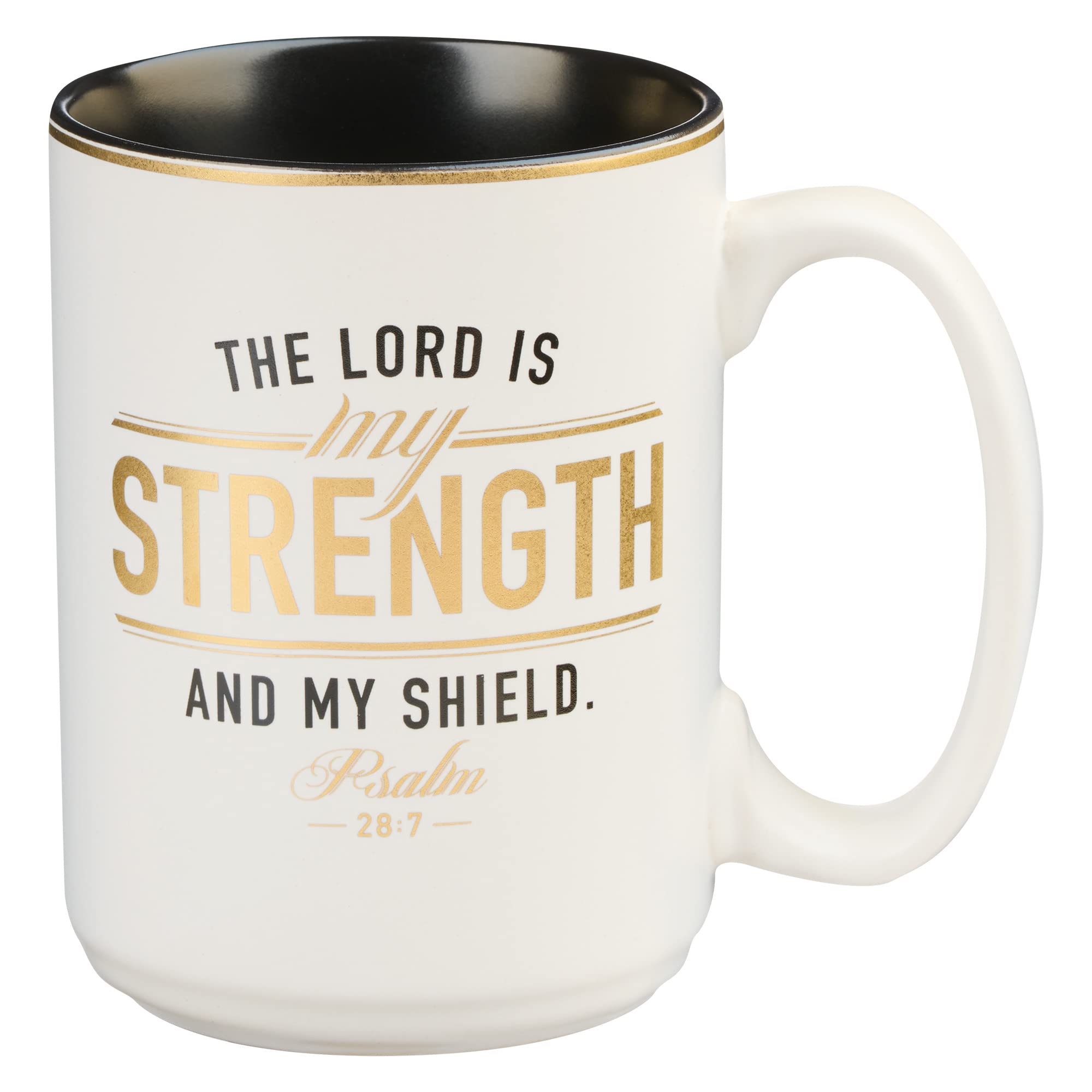 Christian Art Gifts Large Ceramic Encouraging Scripture Coffee And Tea Mug For Men: The Lord Is My Strength - Psalm 28:7 Inspira