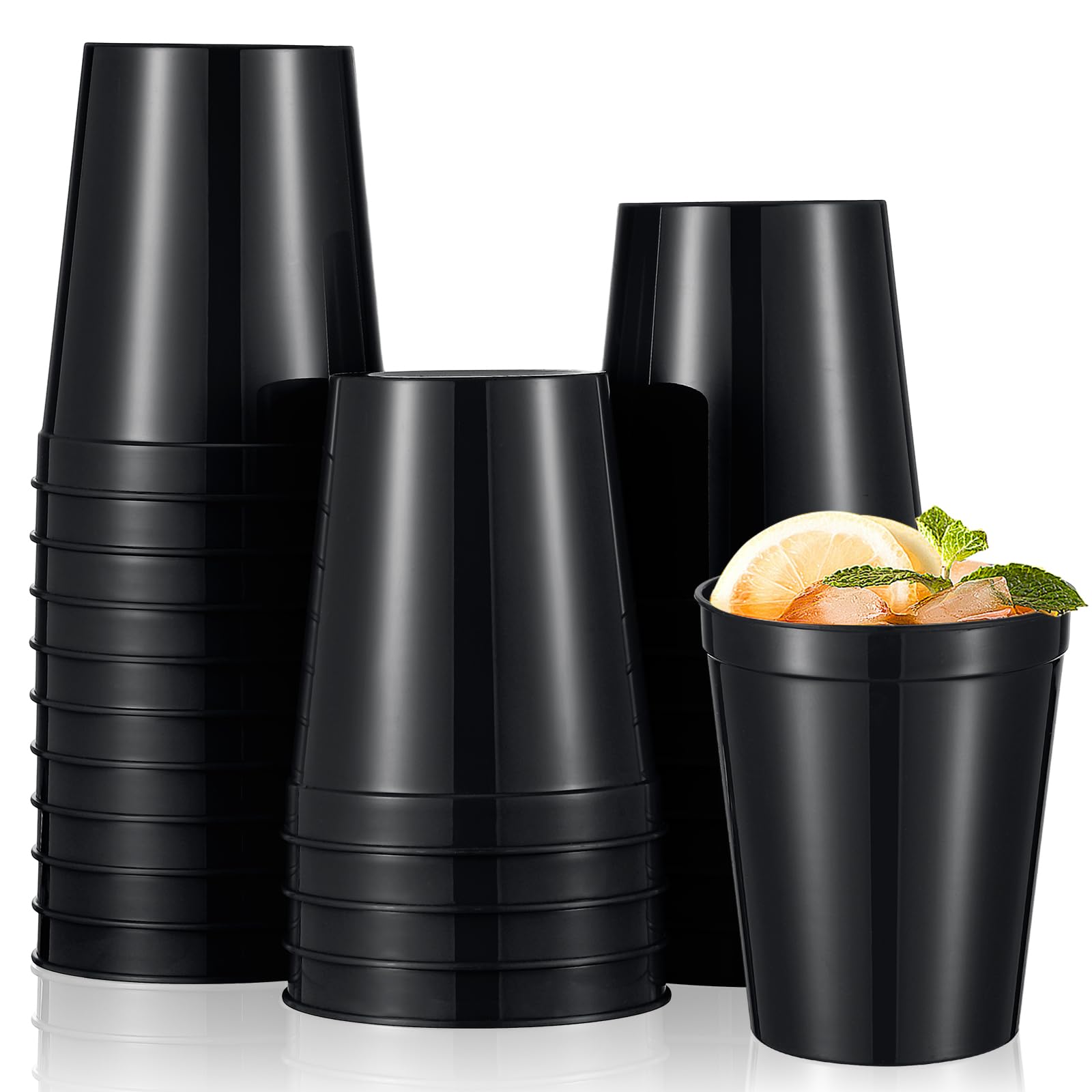 Mifoci 24 Pcs Stadium Plastic Cups Blank Reusable Drink Tumblers Bulk Stackable Drinking Stadium Tumbler For Kids Birthday Party