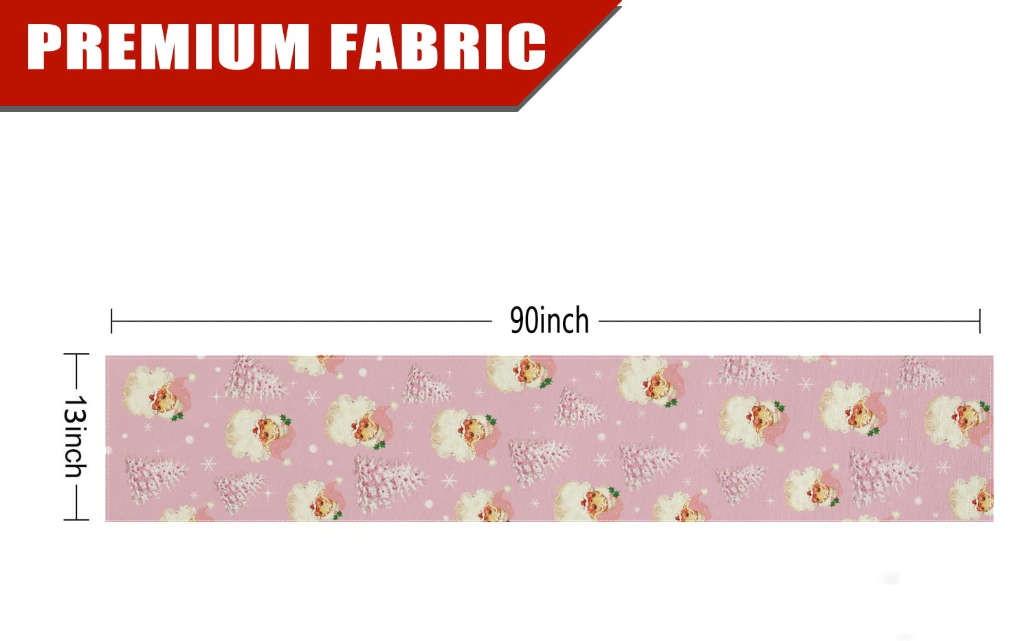 Christmas Table Runner Santa Claus Merry Christmas Tree Snowflake Pink Long Runners For Winter Xmas Home Kitchen Dining Party De