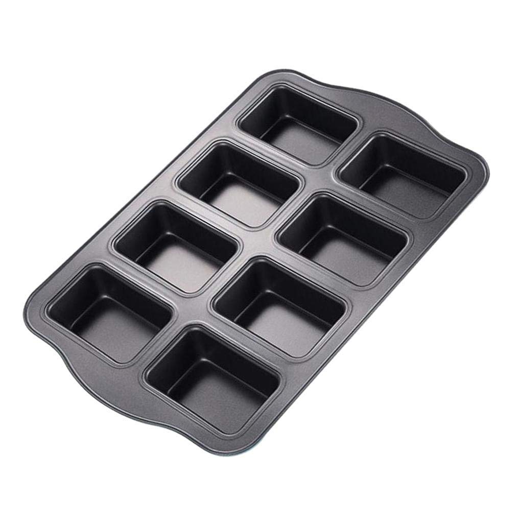 Twscvc Mini Loaf Pan, 8-Cavity Non-Stick Muffin Pan,Carbon Steel Brownie Bakeware For Oven Baking -Gray