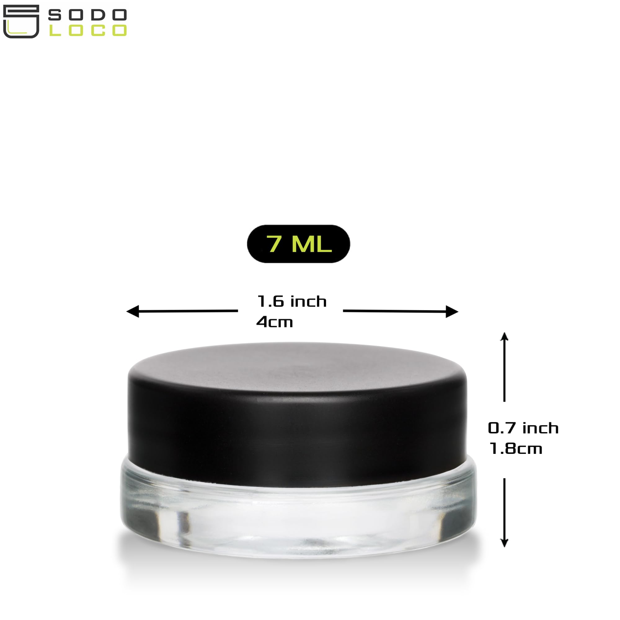 (90 Pack) 7Ml Low Profile Thick Glass Jars With Black Lids - Airtight Containers For Oil, Lip Balm, Wax, Cosmetics