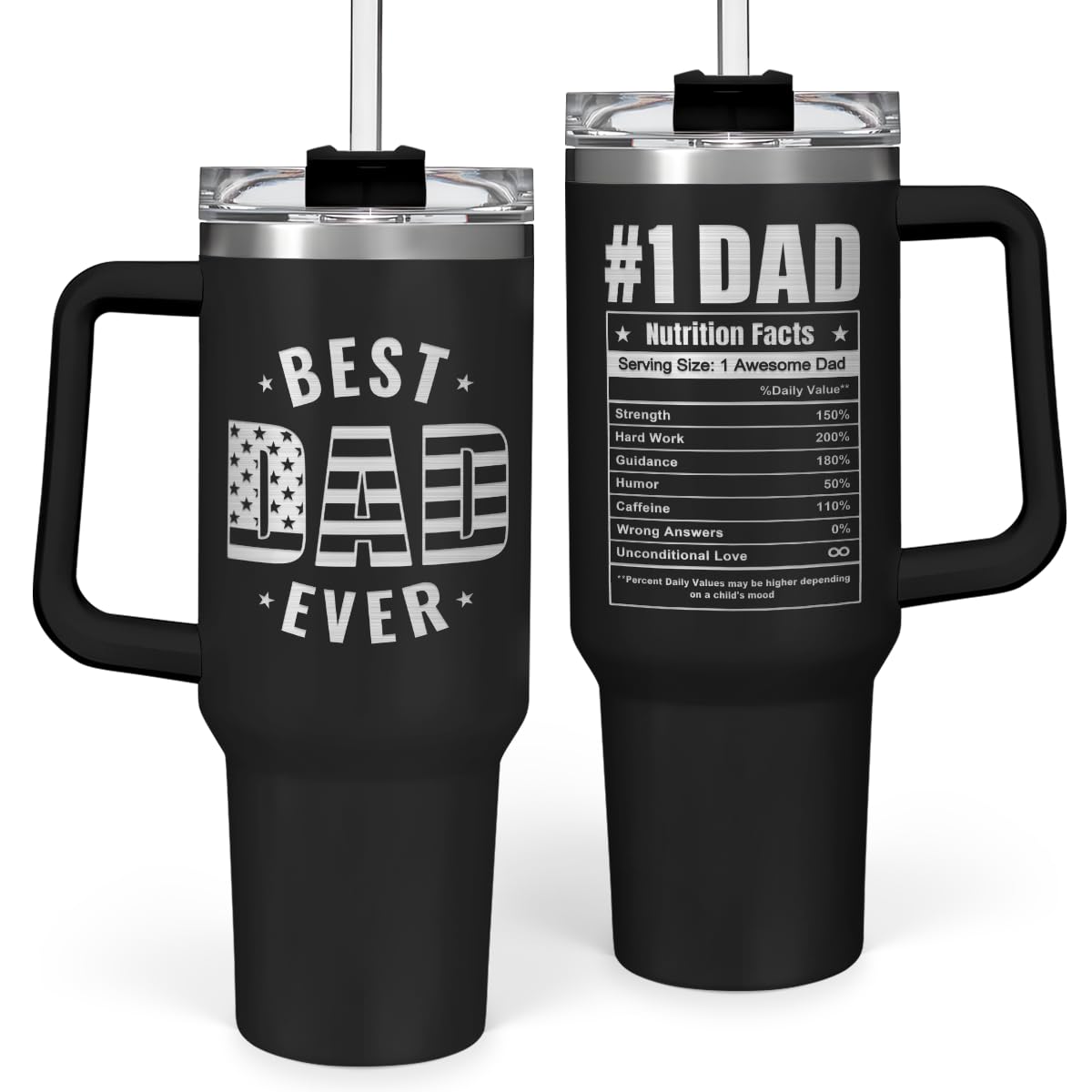 SANDJEST Best Dad Ever Tumbler 40Oz, Gifts for Dad for Christmas Birthday Valentine Fathers Day, Dad Coffee Cup Stainless Steel 