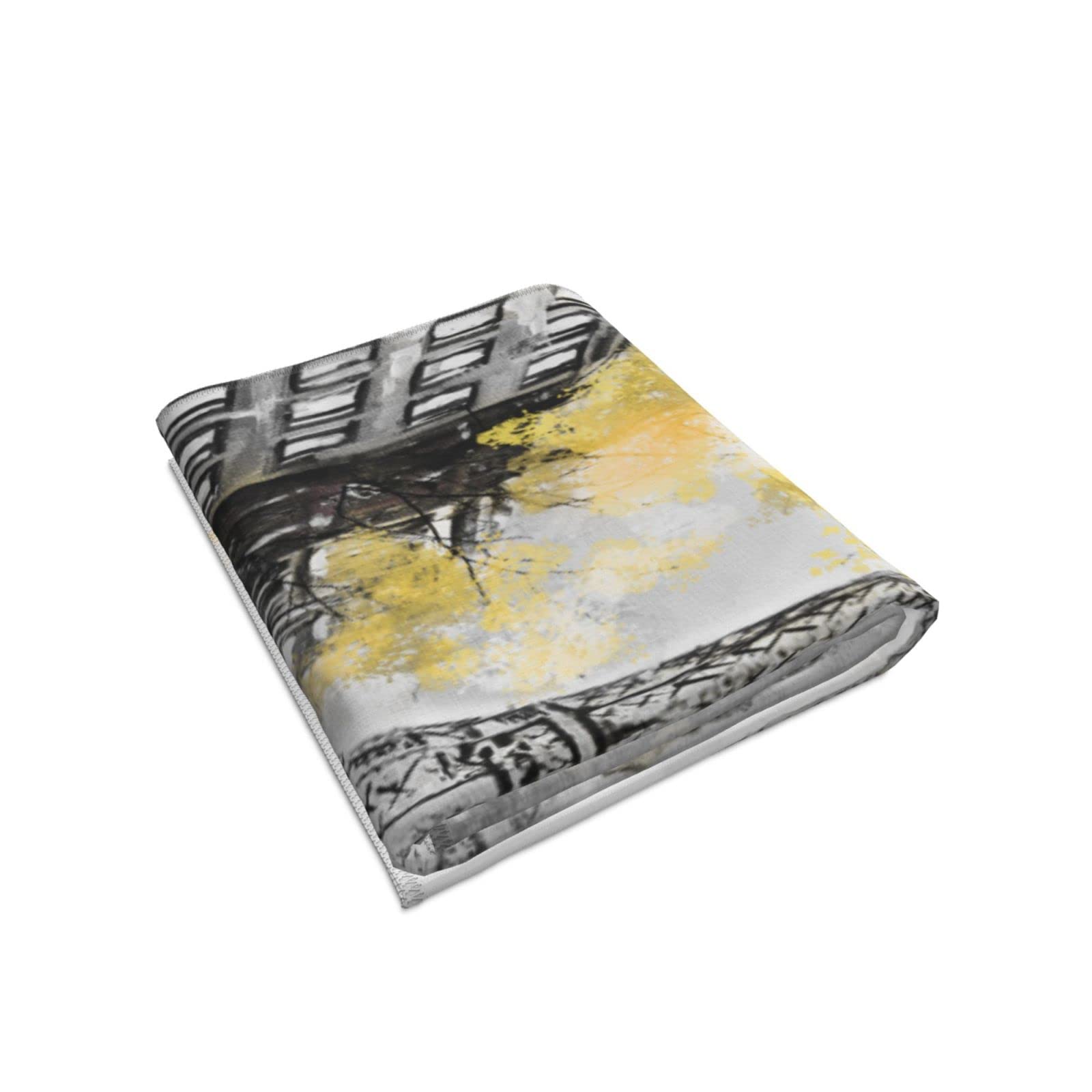 Eiffel Tower Hand Towels For Bathroom,Set Of 2,Paris Modern Couple Black Yellow France City Oil Art Ultra Soft Absorbent Small B