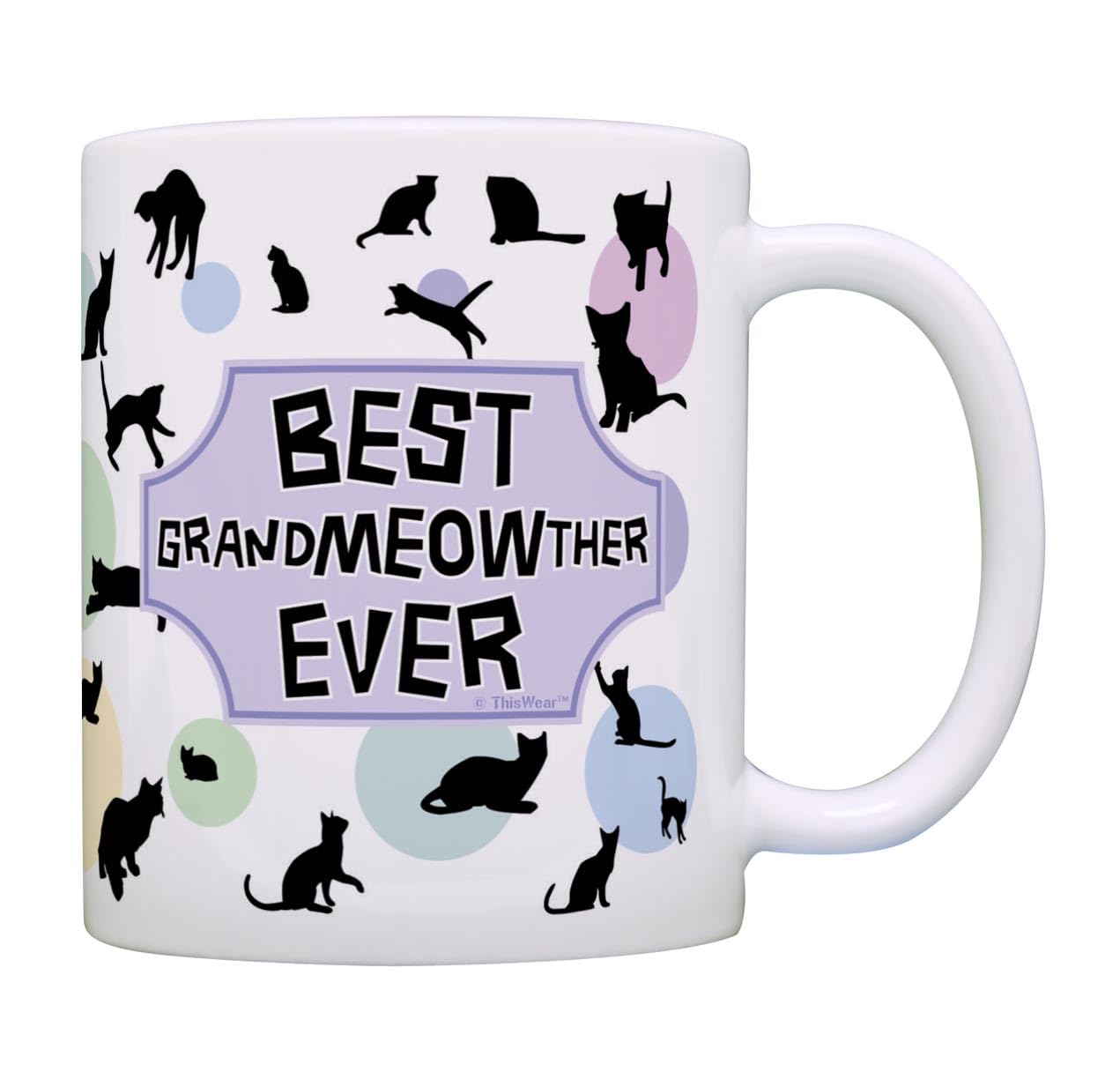 ThisWear Cat Themed Gifts Best Grandmeowther Cat Cup Cat Related Gifts Cat Grandma Coffee Mug Tea Cup Multi