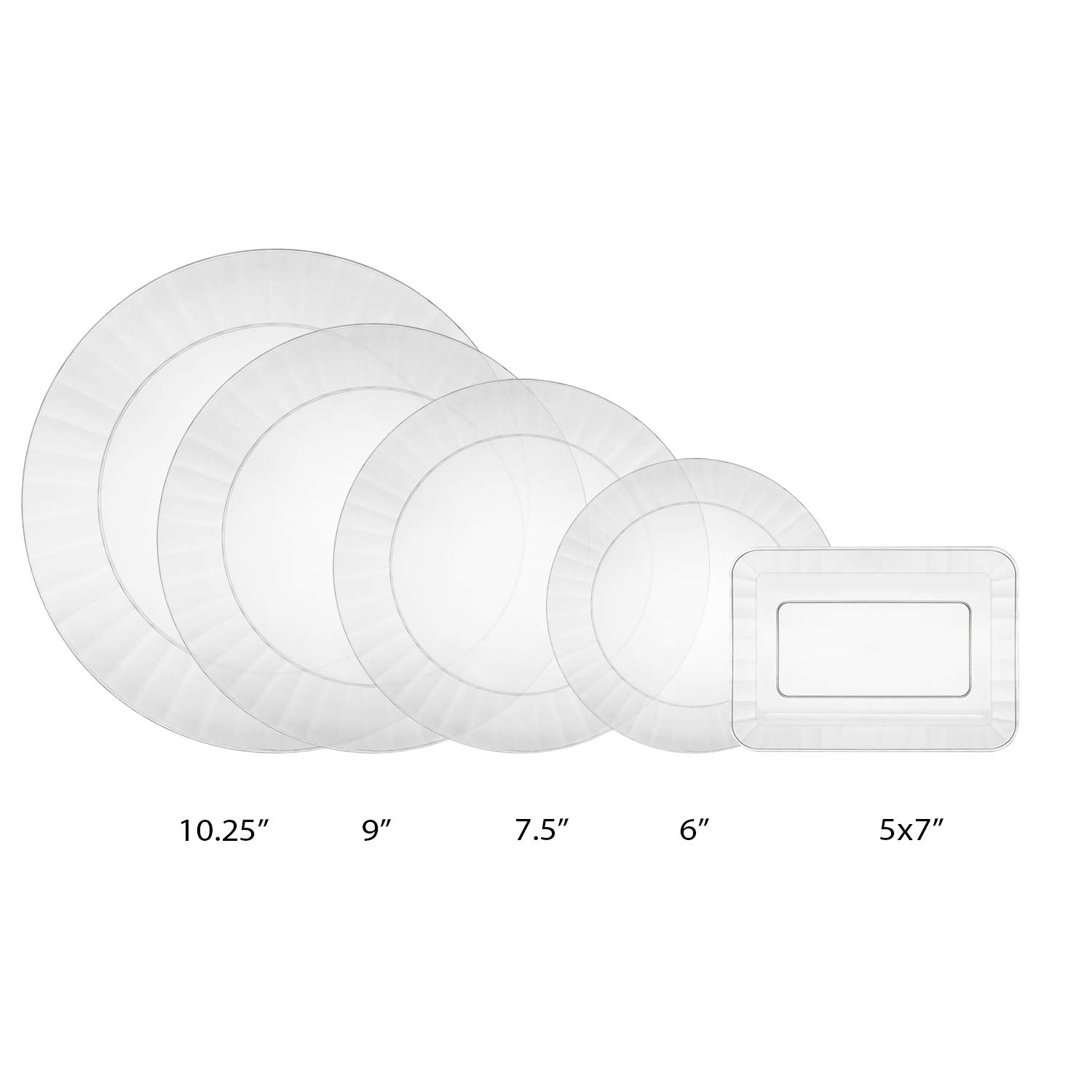 Party Essentials Deluxe Quality Hard Plastic 70 Count Rectangular Appetizer/Dessert Plates, 5 By 7-Inch, Clear