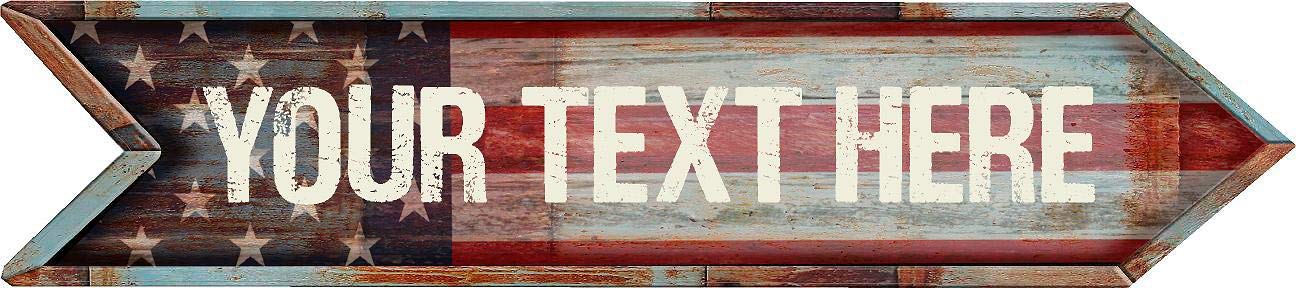 ANY AND ALL GRAPHICS American Flag Arrow Shaped Rustic Rusted Metal Design with Custom Personalized Lettering Composite Aluminum