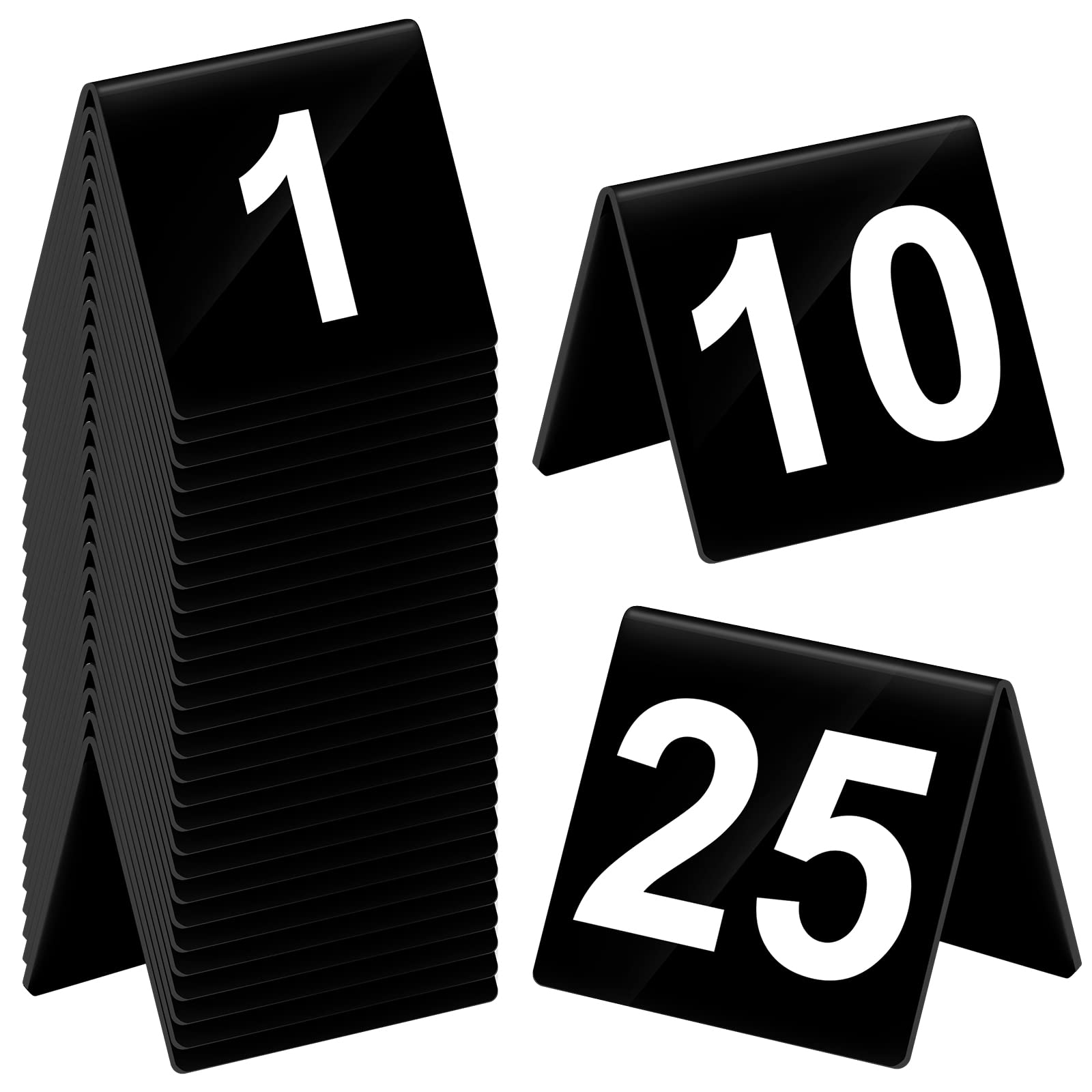 Tuanse Table Numbers 1-25 Acrylic Double Side Numbered Table Tents Plastic Restaurant Wedding Table Number Table Tent Numbers Ca