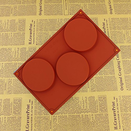 Obuy 3-Cavity Large Round Silicone Disc Cake, Pie, Custard, Tart And Resin Coaster Mold