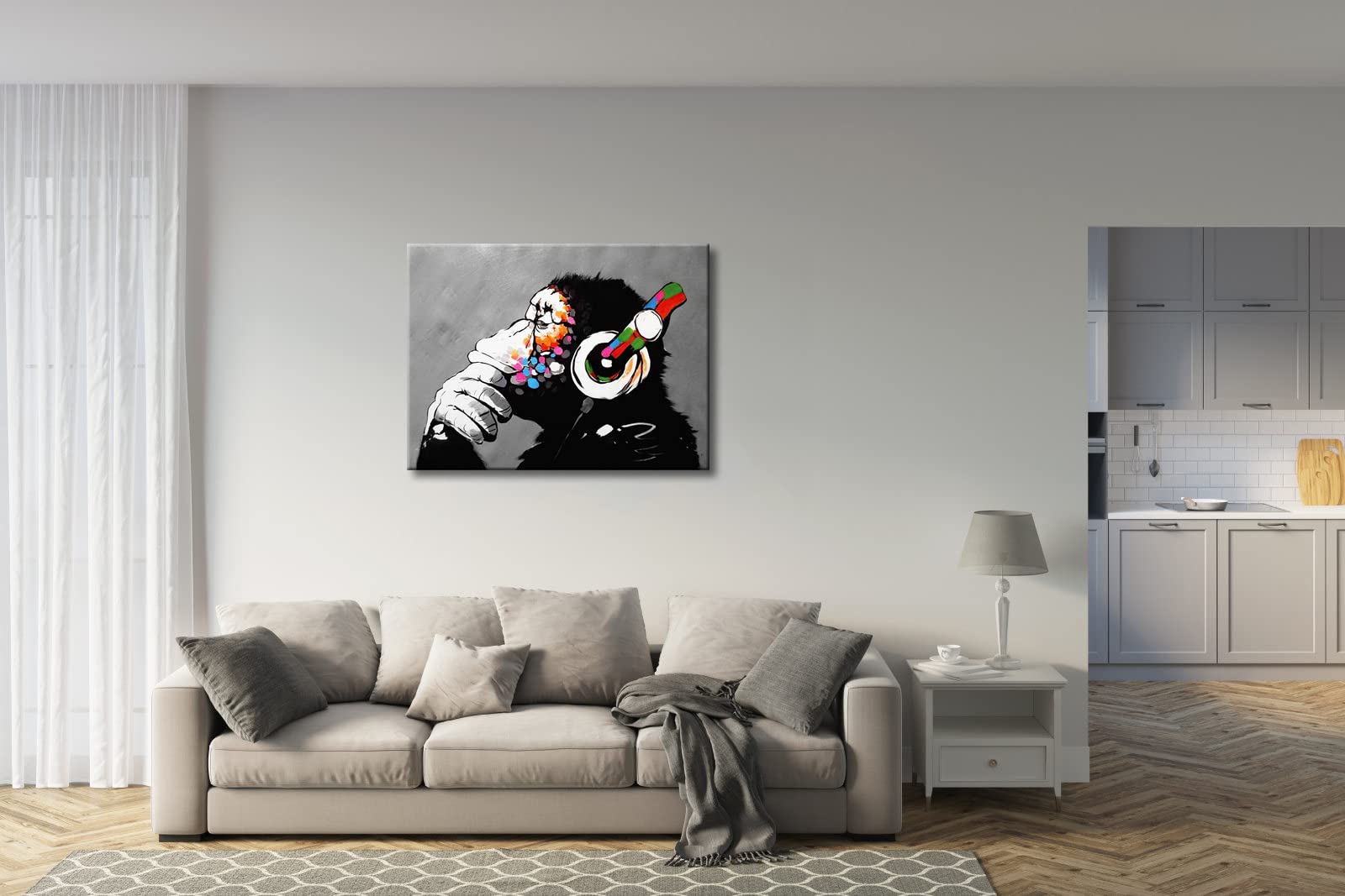 Wieco Art Cool Ape Banksy Graffiti Art Abstract Canvas Painting For Home Decor Canvas Wall Art For Living Room Decoration Animal