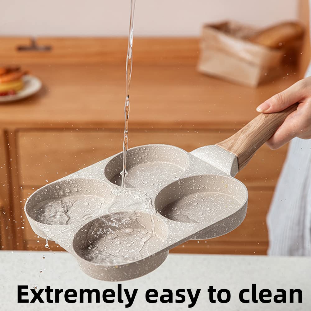 Miugo Four-Cup Fried Egg Pan, Medical Stone Non-Stick Frying Pan For Breakfast,Divided Egg Omelet Pans Suitable For Gas Stove An