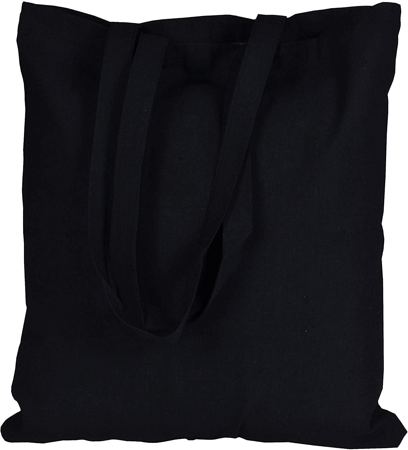 Atmos Green 12 Pack 15 X 16 Inch With 27'' Long Handle Black Color 5.5 Oz Recycled Cotton Reusable Grocery Bags Ecofriendly Supe