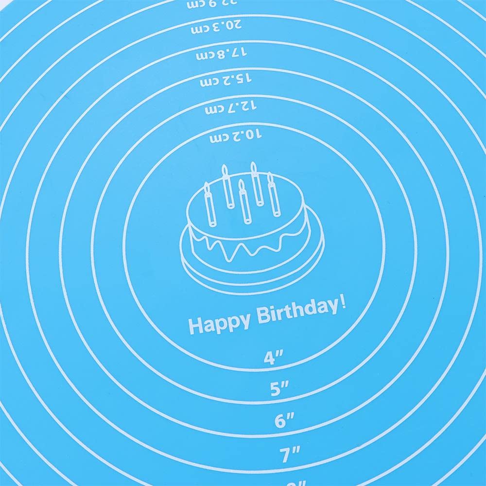 Silicone Baking Mat, With Measurements 12Inch Cake Turntable Pad For Cake With Size Scale Non-Stick High Temperature Resistant B