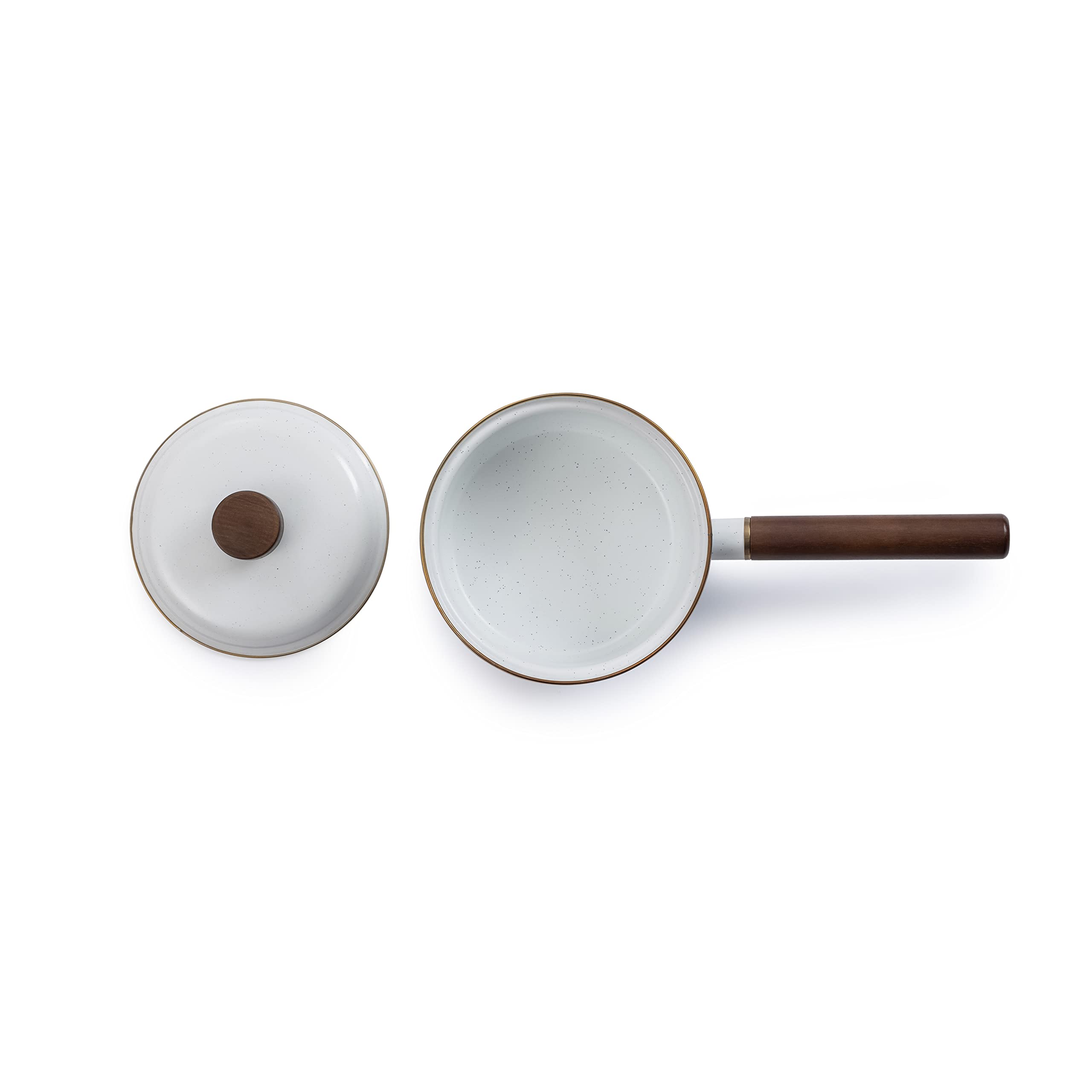 Barebones Enamel Saucepan - Steel Cooking Pot For The Kitchen And Camping, Durable Sauce Pan With Lid (Eggshell)