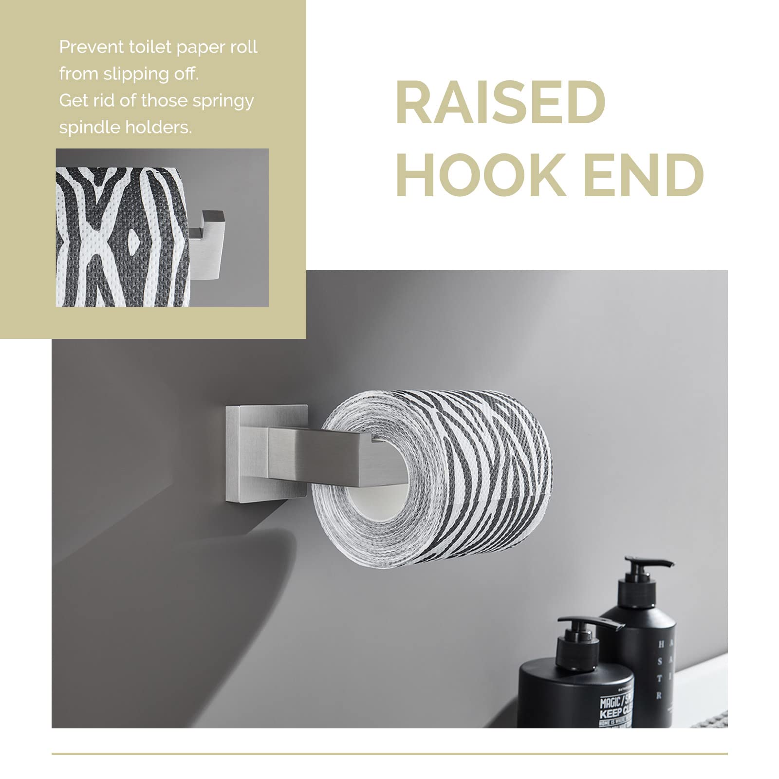 Toilet Paper Holder Brushed Nickel, Angle Simple Sus304 Stainless Steel Bathroom Tissue Holder, Open Arm Toilet Tissue Roll Hang