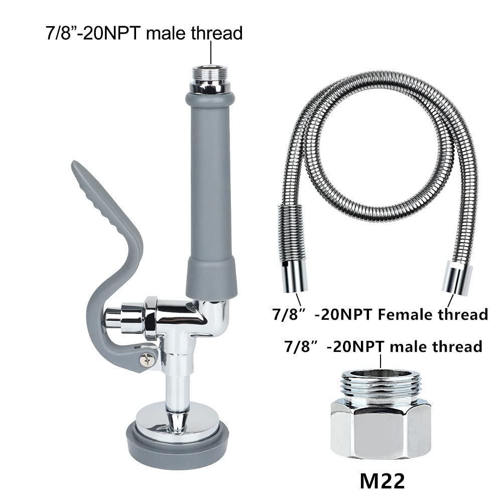 Kwode Pre Rinse Hose With Sprayer Valve 44 Inch Hose With Sprayer Head Replacement Kit Commercial Sink Sprayer Hose For Kitchen