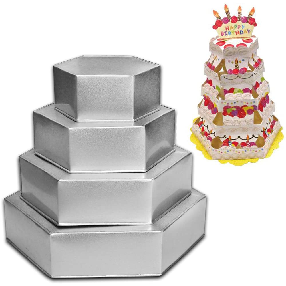 Novelty Cake Pans For Birthdays, Parties, Anniversaries & Other Special Occasions (Hexagonal), Silver, Small- Large