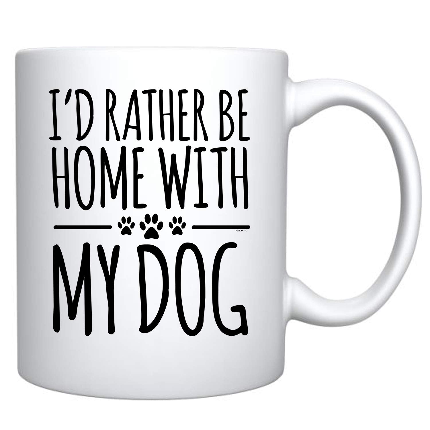 Veracco I 'd Rather Be Home With My Dog Ceramic Coffee Mug For Her Him (White, Ceramic)