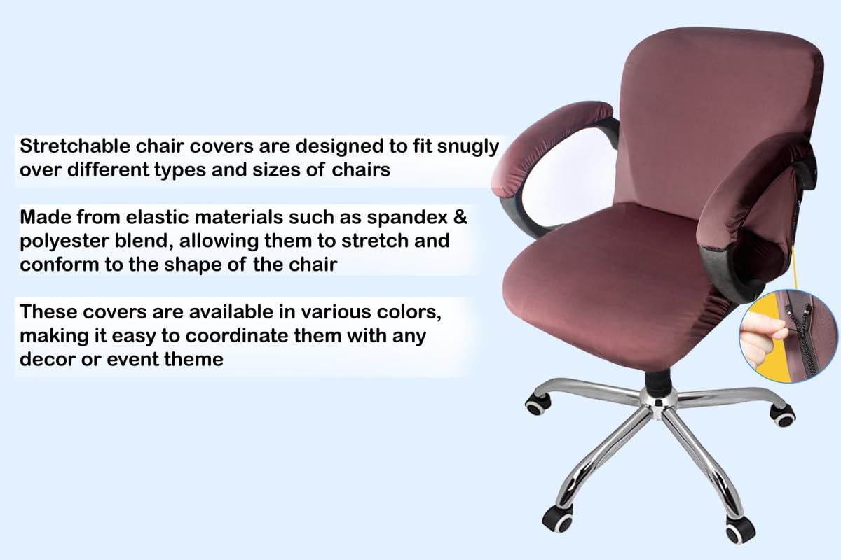 The Furnishing Tree Spandex Office Chair Cover With Handle Cover Coffee Set Of 12