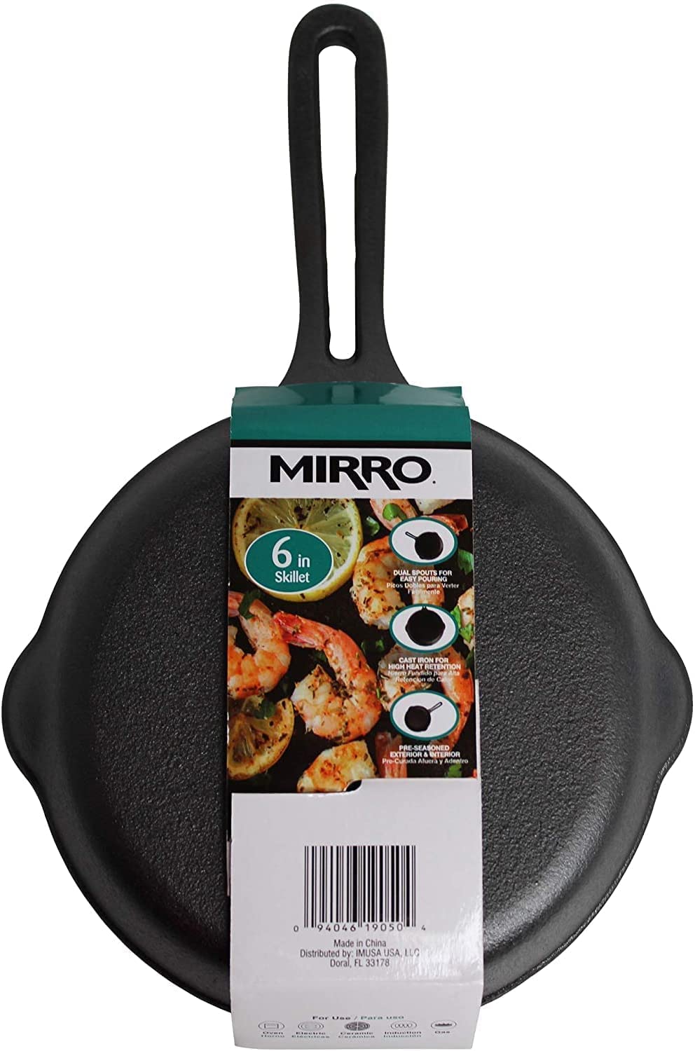 Mirro 6-Inch Cast Iron Preseasoned Skillet, Black - Model MIR-19050