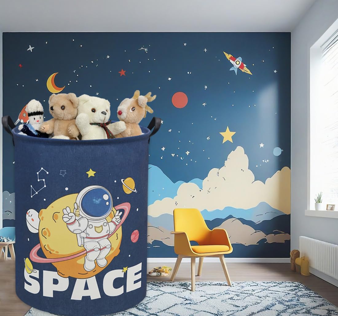Tibaolover Astronaut Kids Laundry Basket Baby Hamper Space Astronaut Toy Storage Bin For Boys Room Decor Baby Nursery Hamper Gif