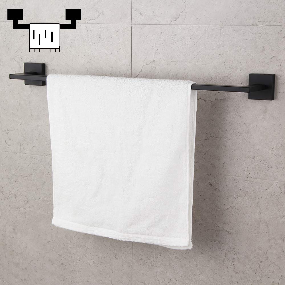 Gerzwy 18-Inch Bathroom Towel Bar Sus 304 Stainless Steel Bath Towel Bar Matte Black Modern Square Style Wall Mount Ig1802C45-Bk