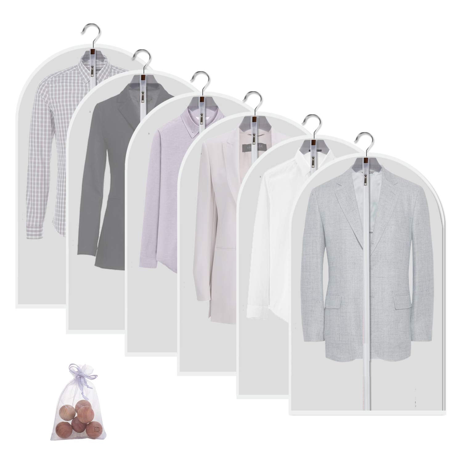 Mskitchen Garment Bags For Closet Storage Garment Covers Clear Clothes Protectors For Closet Hanging Dress Bag Plastic With Ceda