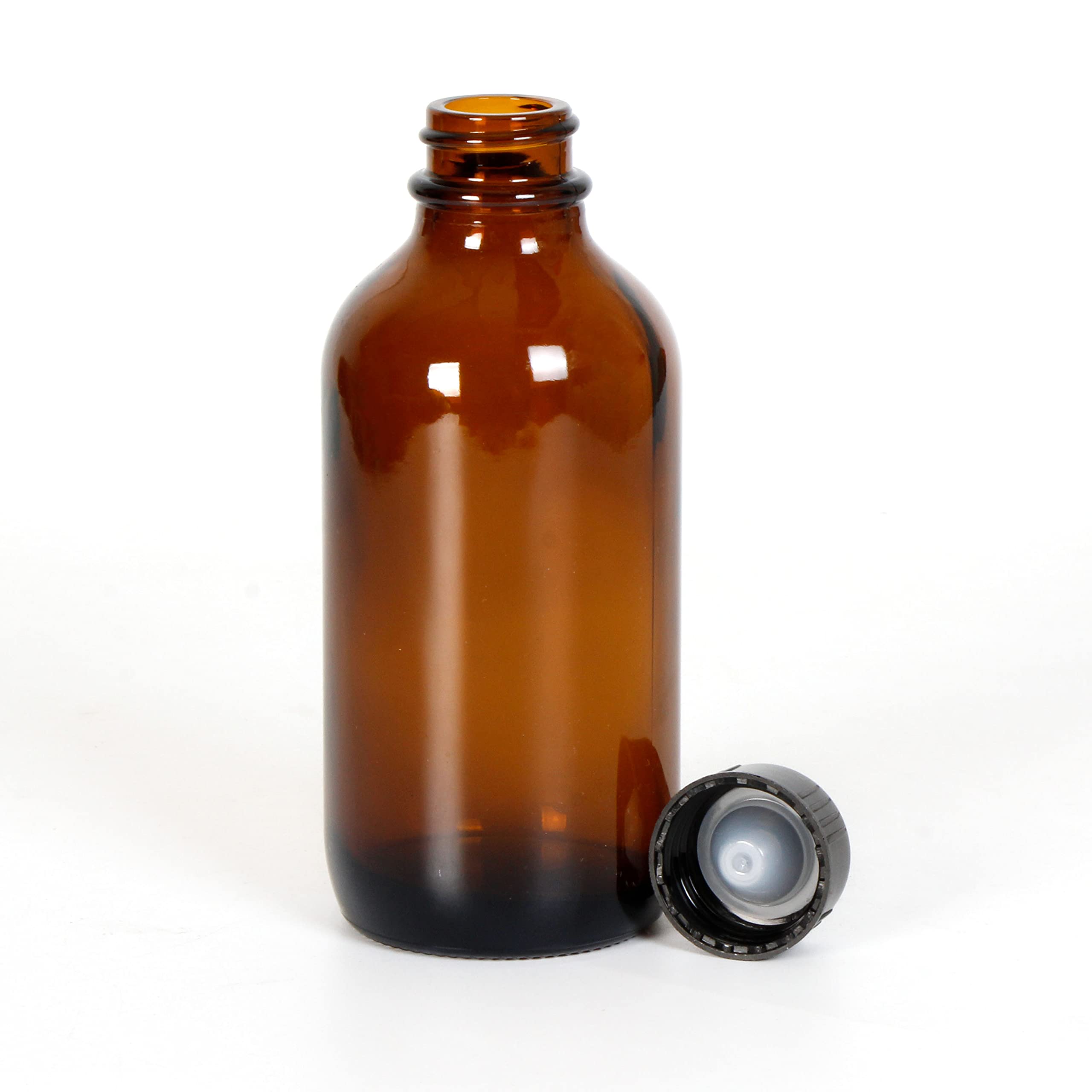 Youngever 16 Pack Amber Glass Bottles With Lids, Refillable Container For Essential Oils, Vanilla Extract And More (4 Ounce)