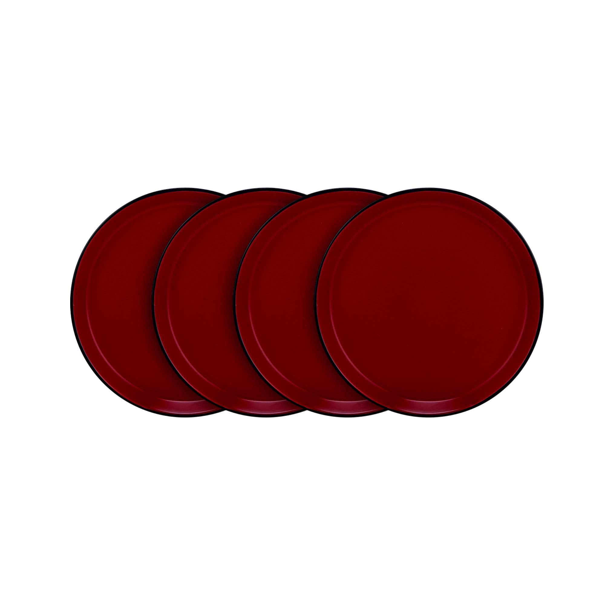Stone Lain Stoneware Dish Set  4 Salad Plates  Albie - Red and Black