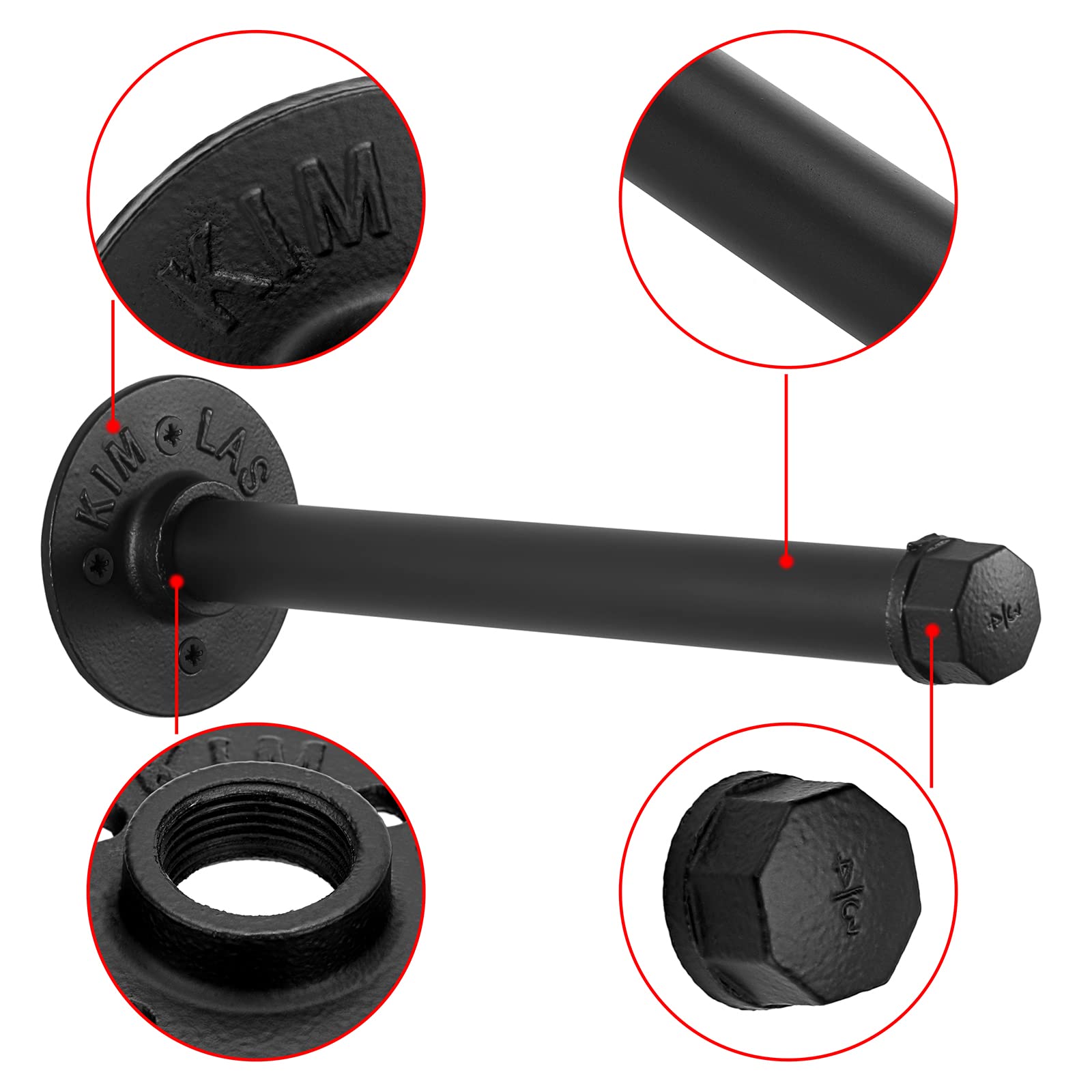 Sumnacon 2Pcs 10 Inch Industrial Pipe Clothing Rack Bars - Heavy Duty Rustic Coat Hangers With Screws, Wall Mounted Metal Garmen