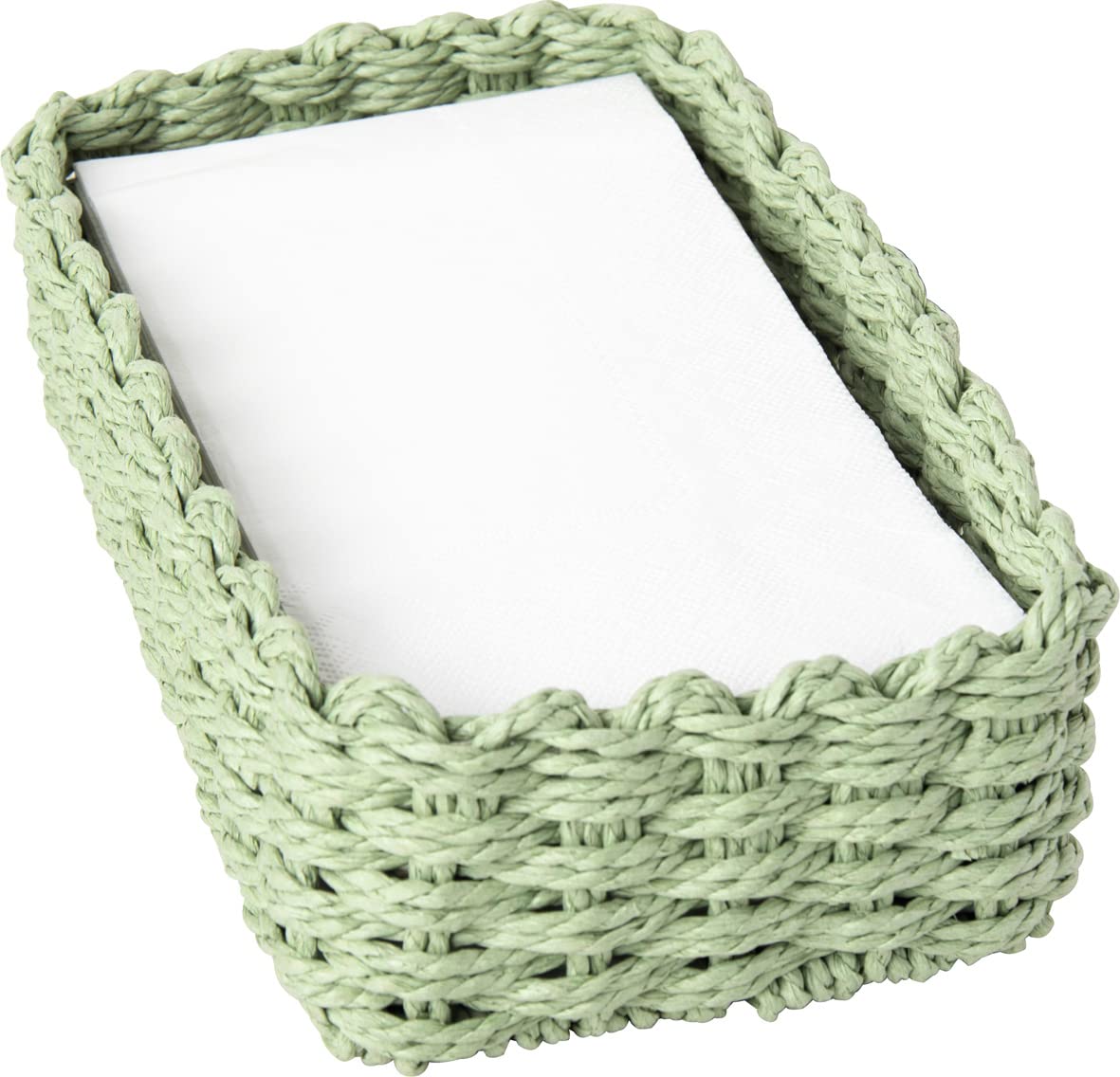 Boston International Woven Basket Napkin Holder Caddy, Guest Towel Size, Light Green