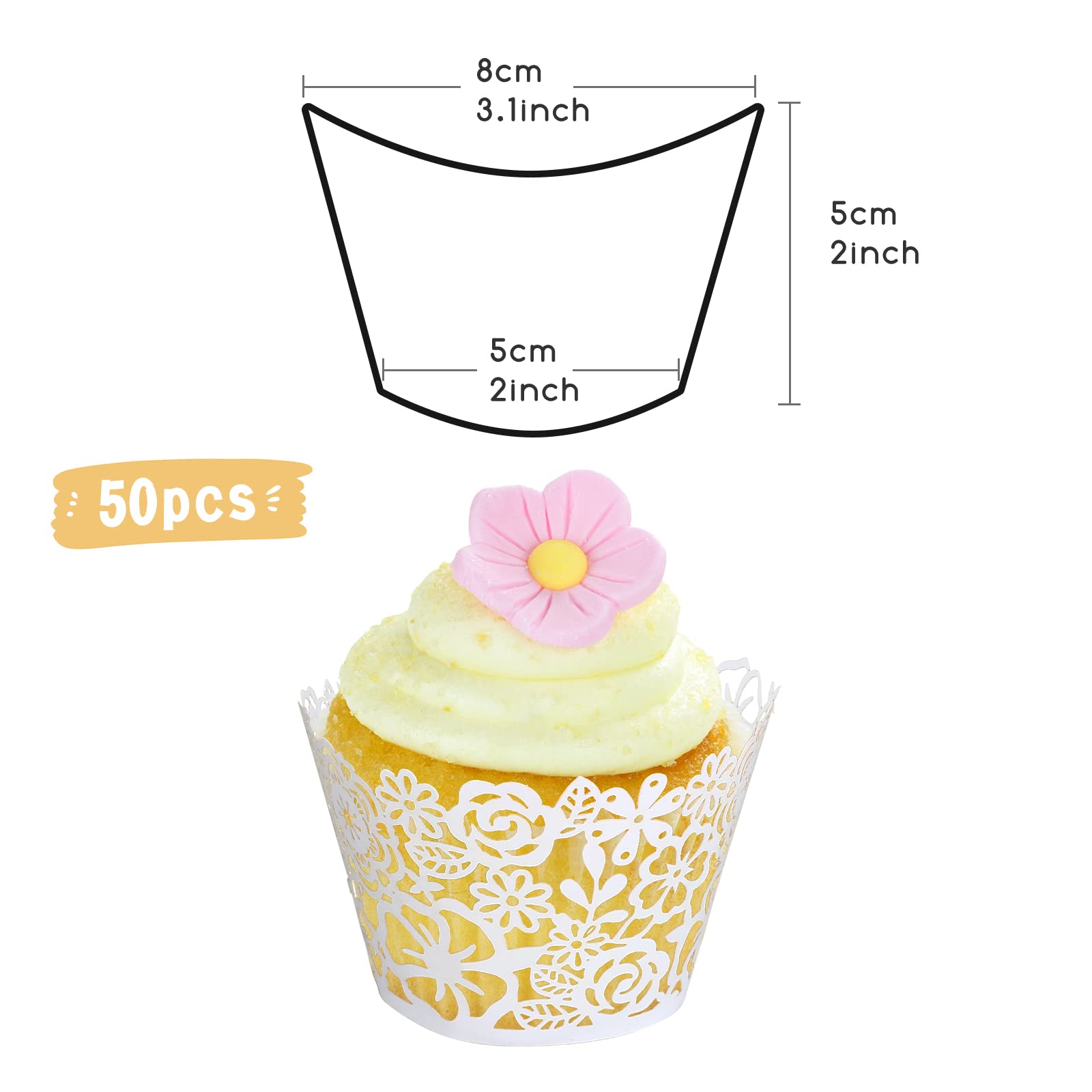 Gwhole Cupcake Liners White Lace Cupcake Wrappers Wedding Birthday Party Holiday Favors Cupcake Tower Decoration Fancy Small Cup
