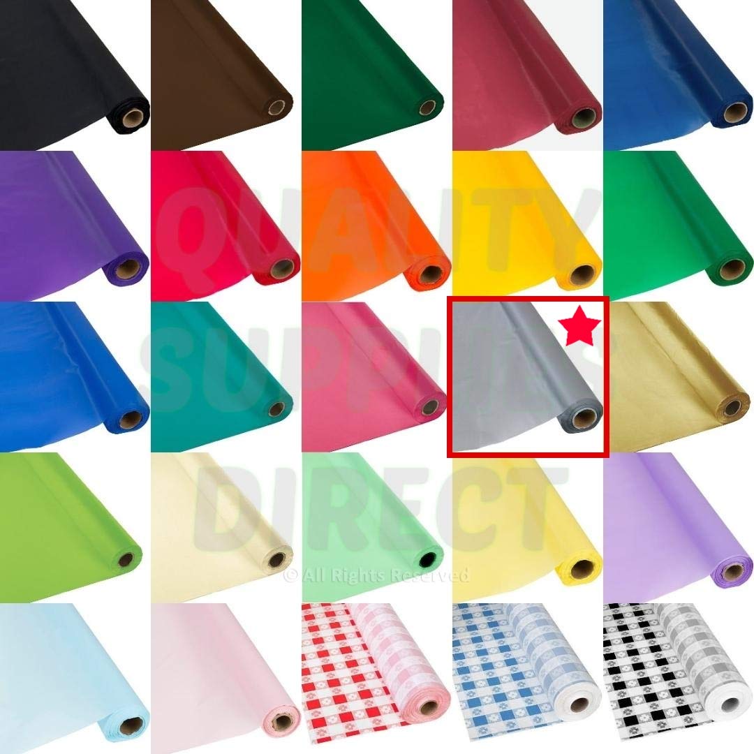 Qsd Silver Grey Tablecloth Roll-300 Feet Long (26 Colors) - No Folds Or Creases (Super Fast Set Up)