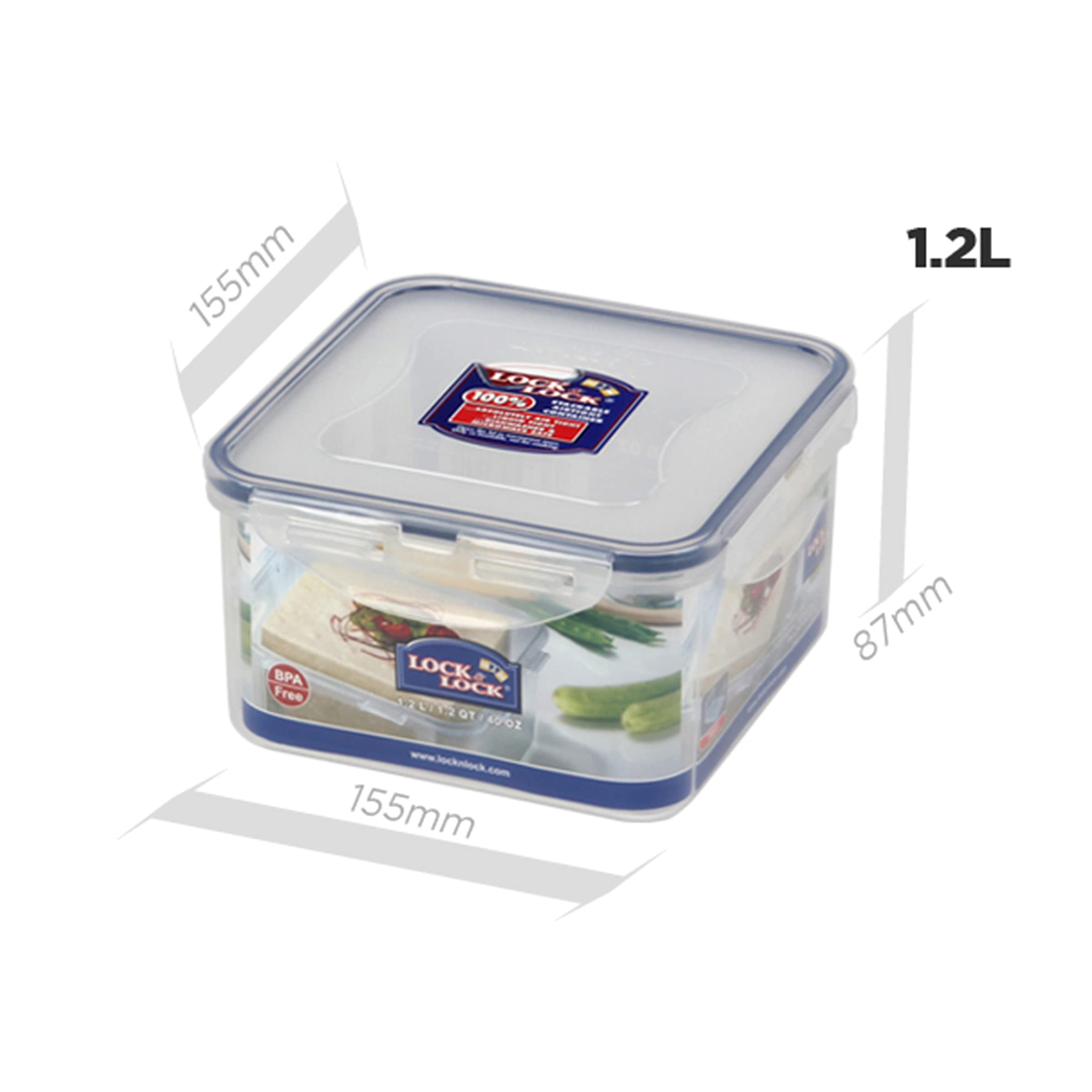 Lock & Lock Square Plastic Food Container With Special Tray For Tofu 40.58Oz / 5.07Cup