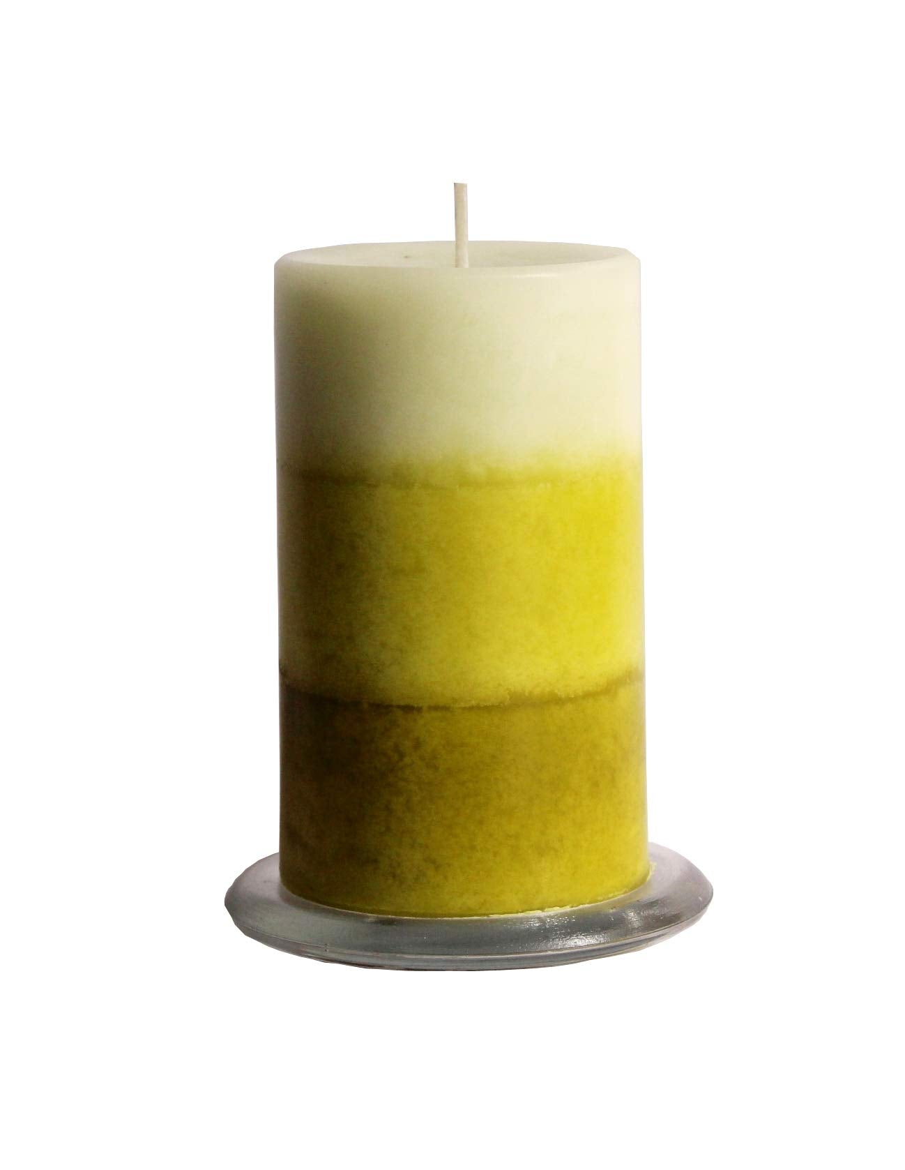 Pure Indian Candle Handmade Green Citronella & Camphor Scented Tritone Designer Wax Pillar Candle PIC2019TRTN004 (Burn Time 50 H