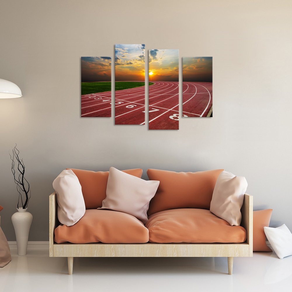 Sea Charm - Canvas Print Wall Art Painting Running Track With Nice Sunrise Scenic Canvas Picture Wall Decor For Living Room Home