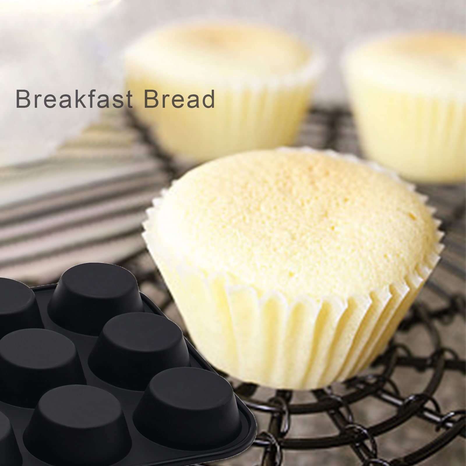 Bongpuda Silicone Muffin Pan Set,2 Pcs 12 Cups Egg Bite Mold,Non-Stick,Easy Release,For Egg Muffins, Cupcakes, Large Muffins,Piz