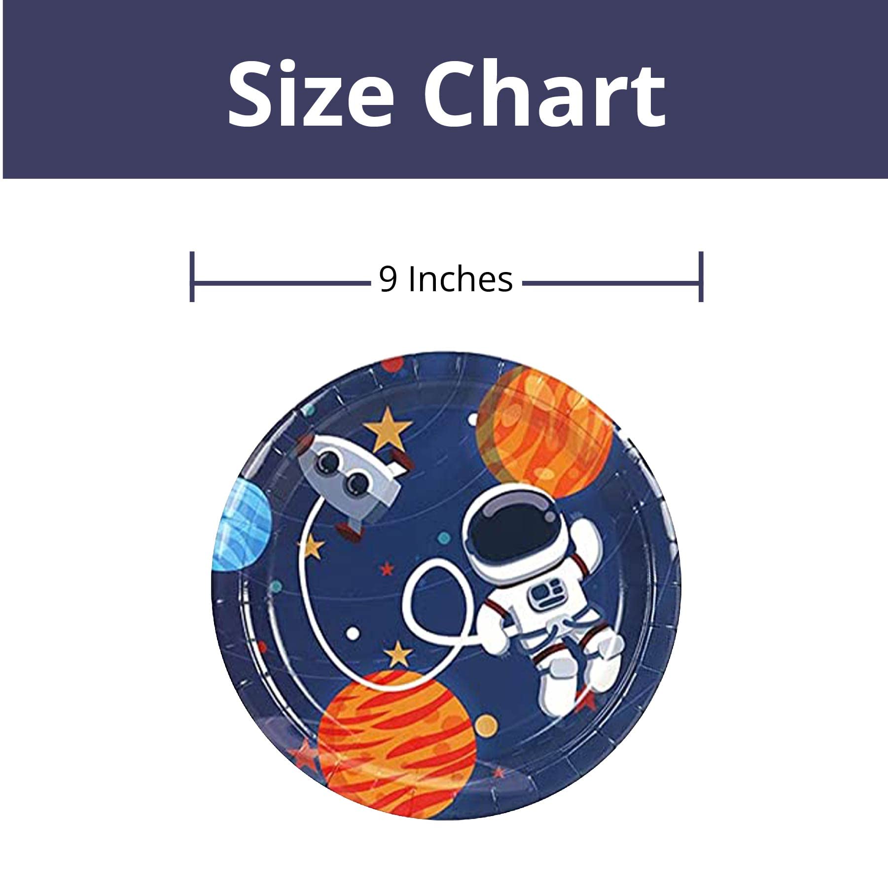 Wanna Party Space Theme Plates, 9 Inch Paper Plates For Outer Space Birthday Party Supplies,Galaxy Solar System Astronaut Theme