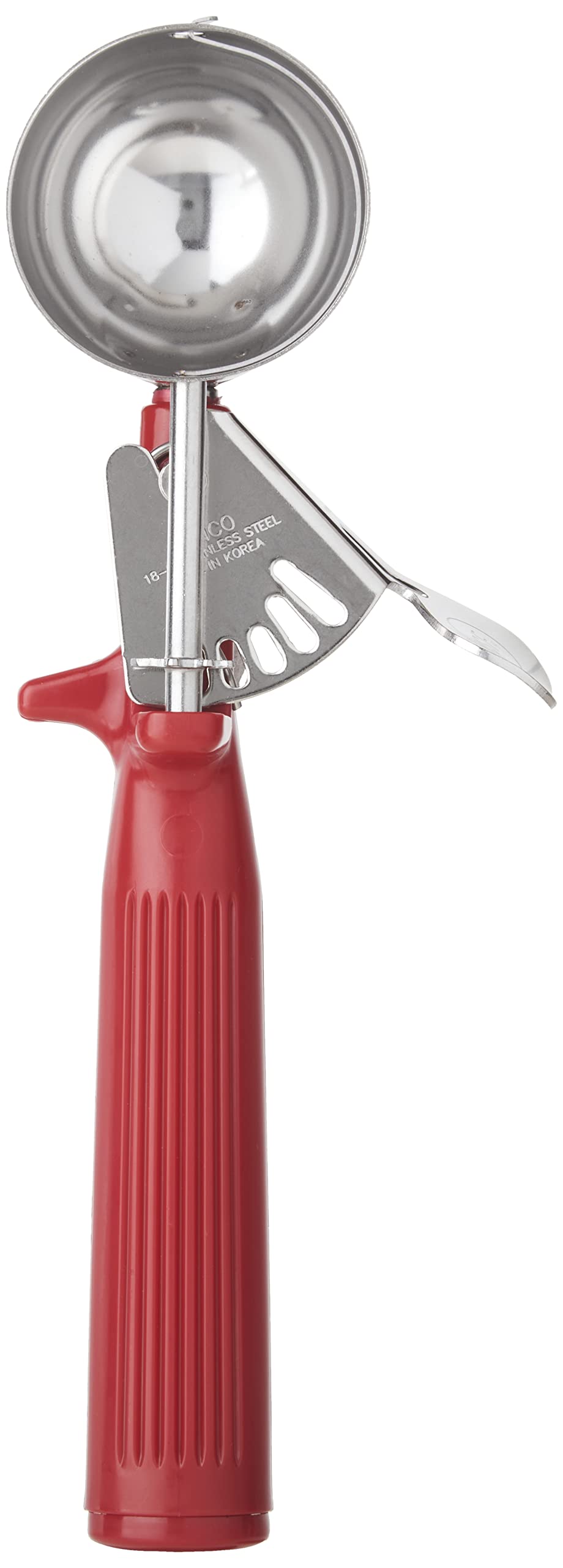 Winco Ice Cream Disher with Red Handle, Size 24 IceCreamDishers, Stainless Steel